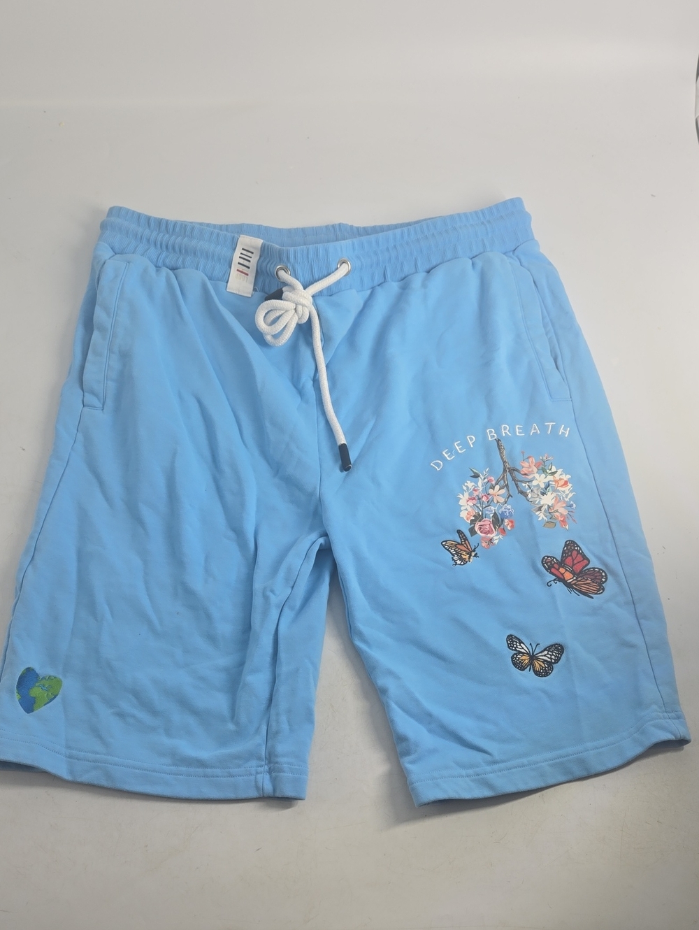 Fifth Loop Light Blue Butterfly Print Shorts 36W